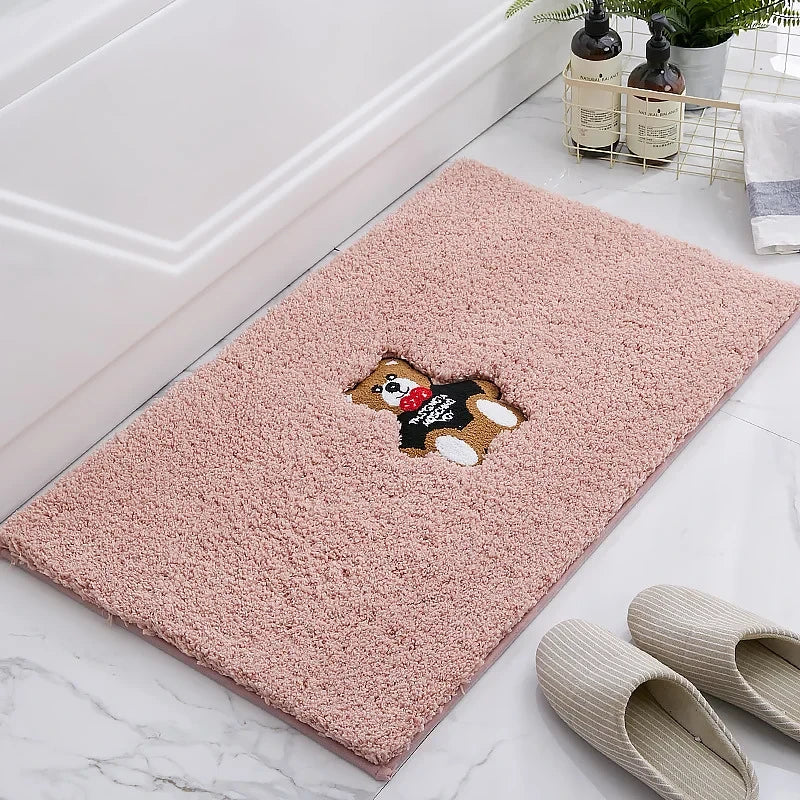 Absorbent Daisy Flocking Bath Mat