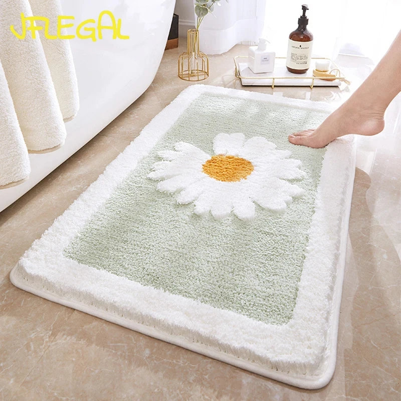 Absorbent Daisy Flocking Bath Mat
