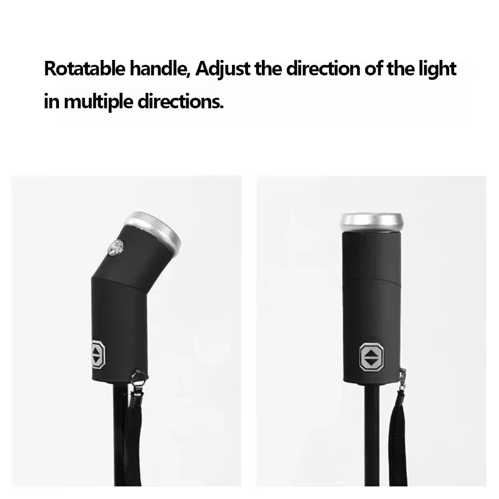 Fully Automatic Umbrella with Flashlight Female Male Luxury Business Windproof Umbrellas Rain Anti-UV Parasol Household Outdoor